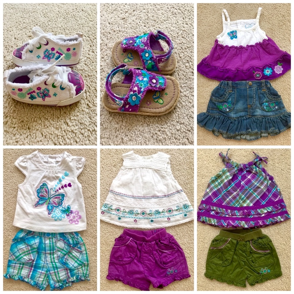 NWOT Children’s Place Summer Outfits Girl’s 0 - 3 Mos Shoes Sandals Embroidered